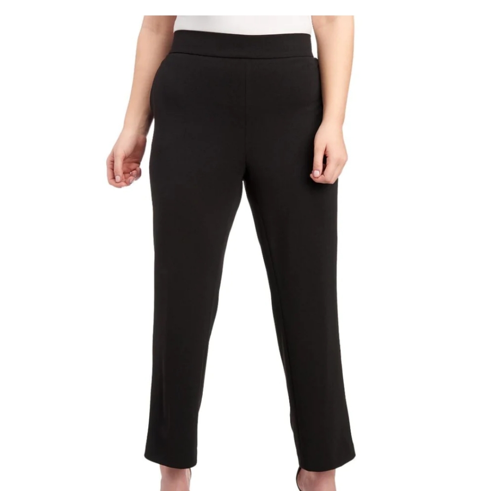 Kasper BLACK Pocketed Straight Leg Wear to Work Pants, US 24W